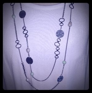 Double chain long necklace